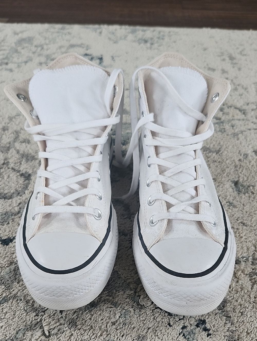 Platform White High-Top Canvas Sneakers